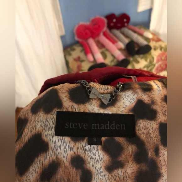 Steve Madden red wool coat -size small - pea coat style w/ detachable cowl neck - Picture 10 of 17